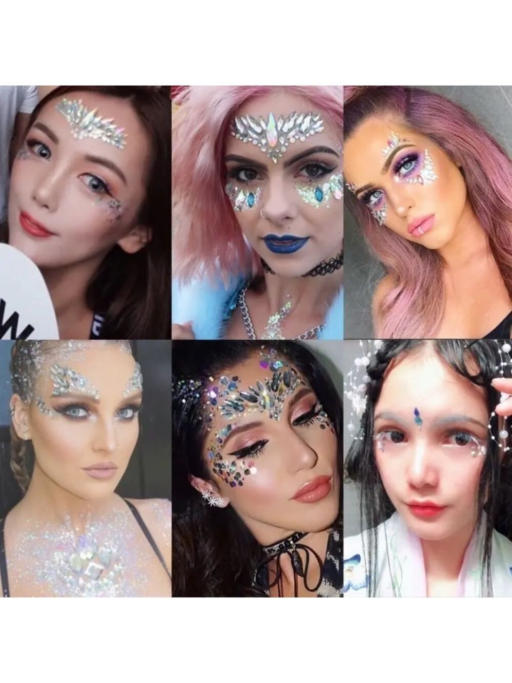 Stunning festival 3D FACE jewels Rhinestones w gypsy/89s90s vibe